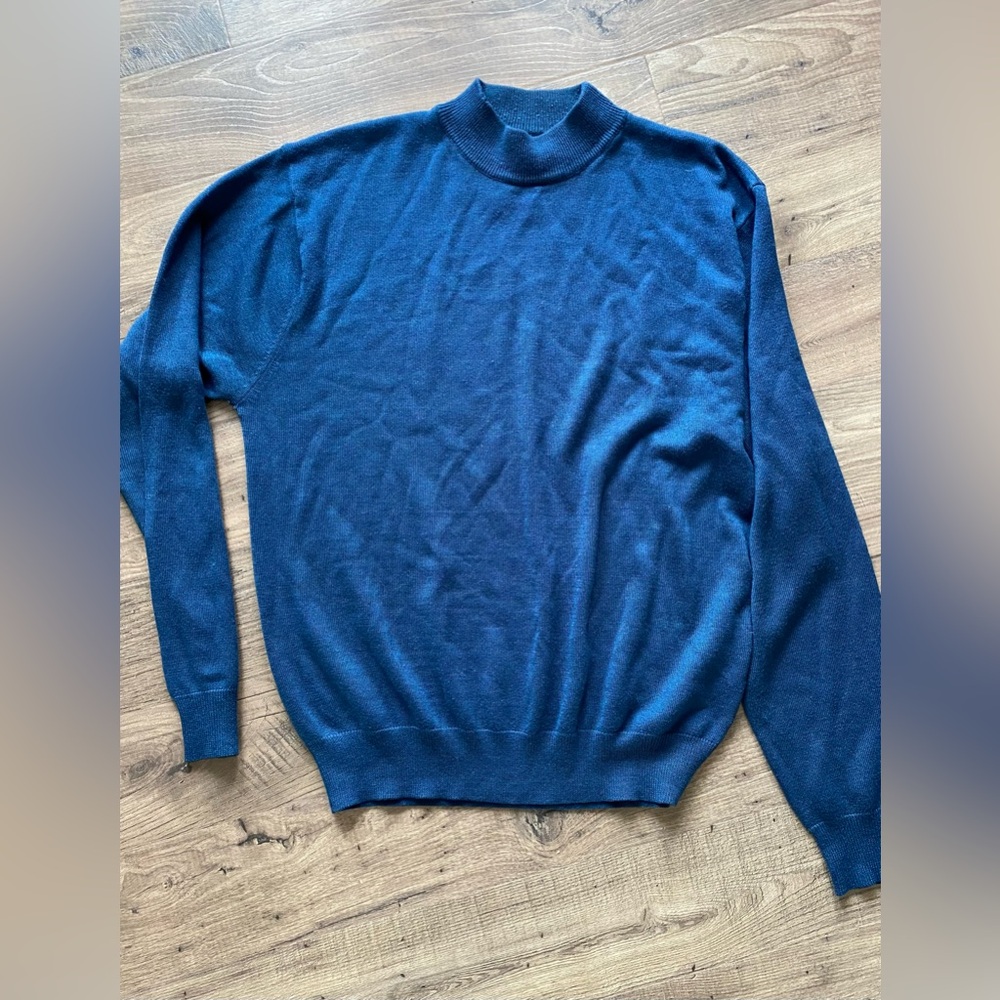 Blue Mock Neck sweater size XL Vroom&Dressmann Italy 90’-00